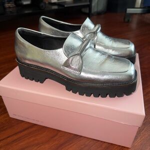 Intentionally Blank Metallic Silver Loafers